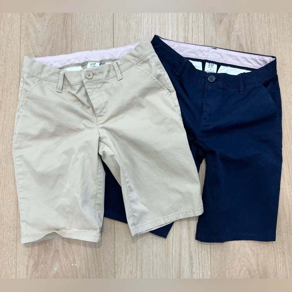 GAP Kids School Uniform Shorts Bundle Tan & Navy Bermuda Shorts Girls Size 14